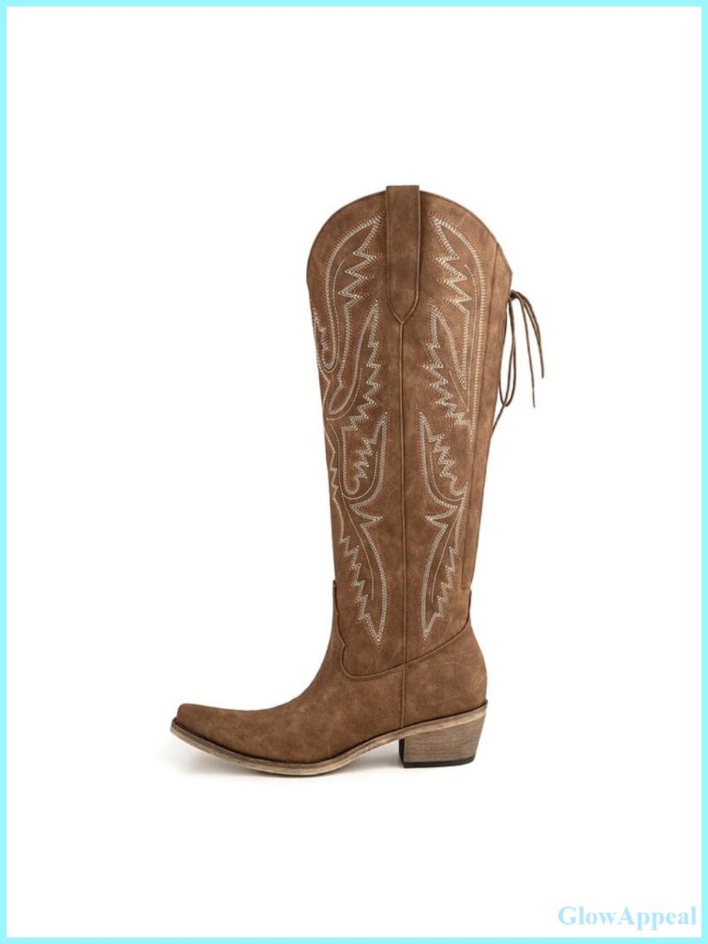 Women's Knee High Western Cowboy Boots Faux Leather Chunky Heel